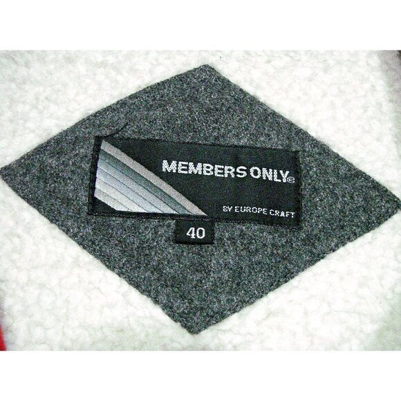 Mens Members Only Wool Coat Jacket Gray Red Trim Sherpa Lined Zip Front Sz 40 M - Picture 7 of 12